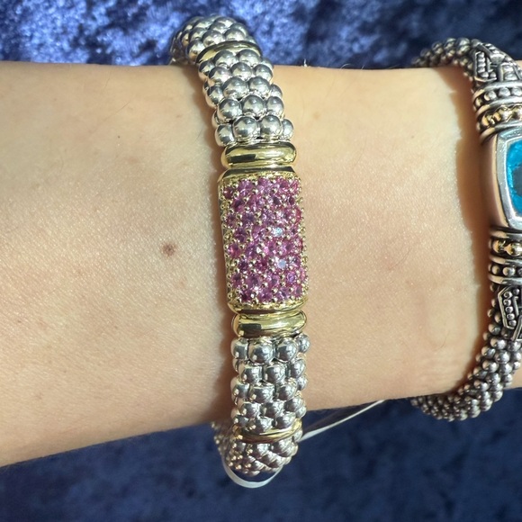 Pink Sapphire Caviar Bracelet | 9mm from Lagos Sz 7 - Picture 5 of 11